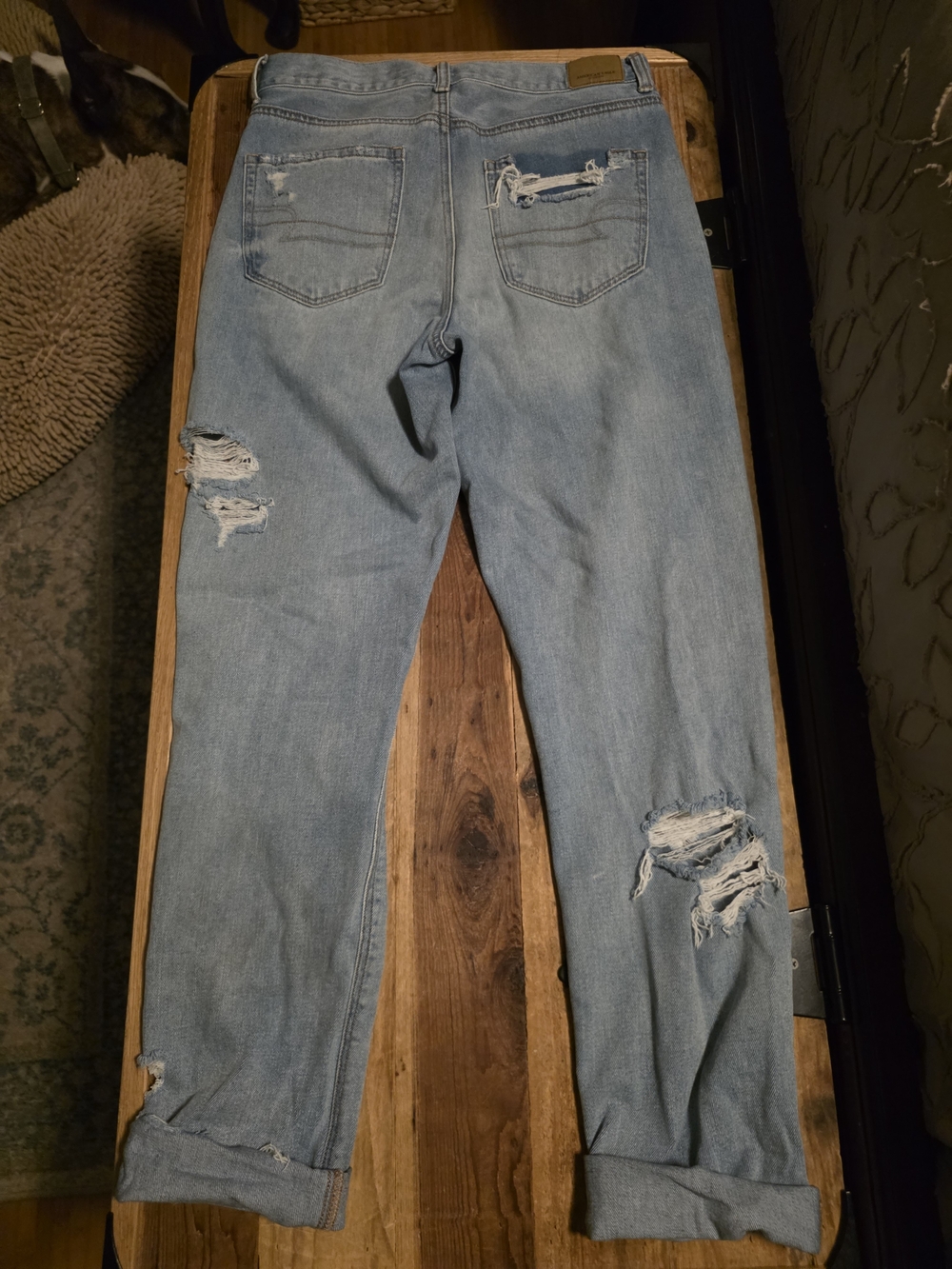 American Eagle Outfitters Light Blue High-Rise Distressed Jeans